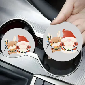 Χαριτωμένο χριστουγεννιάτικο ποτήρι αυτοκινήτου, αντιολισθητικό λάστιχο Άγιος Βασίλης, αξεσουάρ.