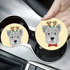Car cup coaster non-slip anti-skid auto interior decorative round cute cartoon puppy pad