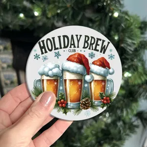 Christmas round beer coaster soft crystal velvet holiday table mat festive home decoration