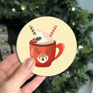 Christmas cup coaster heat insulation mat festive table decoration holiday cute deer design