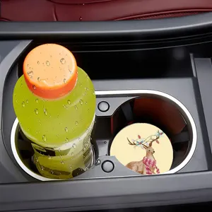 Sottobicchiere per auto tappetino antiscivolo assorbente simpatico cervo di Natale