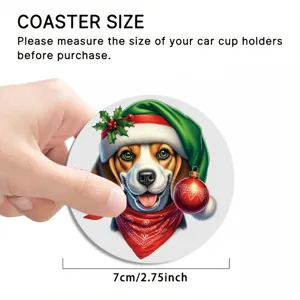 Silicone Christmas dog car coaster 7cm heat resistant cup holder insert for daily use.