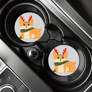 Χαριτωμένο κινούμενο σχέδιο corgi αυτοκίνητο ποτηροθήκη αντιολισθητικό λαστιχένιο χαλάκι