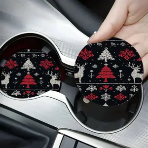 Set due sottobicchieri per auto di Natale rotondi festivi fiocco di neve decorazione