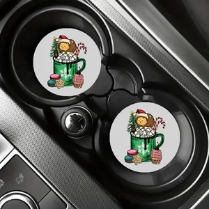 Leuke kerst leeuw auto onderzetters, antislip lederen drankhouder matten voorinterieur decor