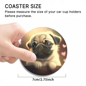 Cute pug dog print round car cup coaster 7cm absorbent nonslip drink holder mat for auto