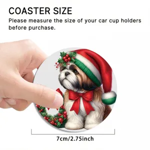 Christmas dog silicone car coaster anti-slip mat for automotive cup holders 7cm size