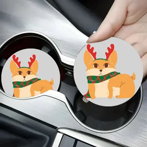 Χαριτωμένο σουπλά αυτοκινήτου corgi από μαλακό λάστιχο αντιολισθητικό στρογγυλό ματ
