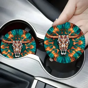 Auto untersetzer für getränkehalter mit stamm stier schädel muster, rutschfest und stylisch.