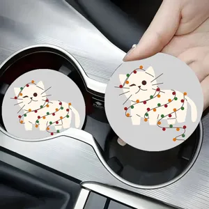 Sottobicchiere auto gatto di Natale carino, design festivo per decorazione interni.