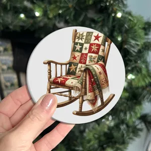 Round printed Christmas themed non-slip car coaster and table placemat detail display