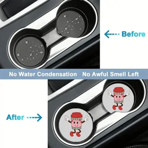 Cute cartoon car cup holder coaster anti-slip mat auto interior accessories absorbent pads