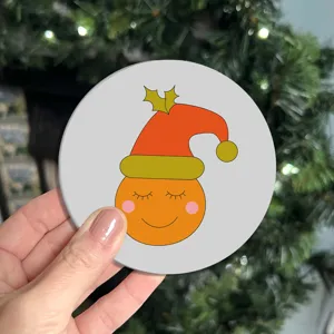 Cute cartoon Christmas hat car coaster non-slip cup holder insert auto accessories