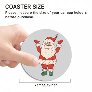 Cute cartoon Santa car cup coaster non-slip rubber pad 7cm diameter automotive interior accessory