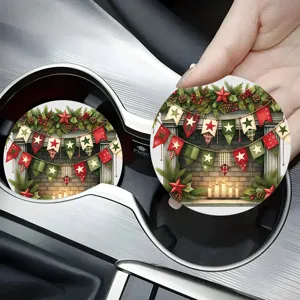 Natale auto sottobicchiere silicone antiscivolo portabicchieri camino decorativo tappeto