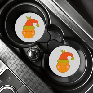 Cute cartoon car cup coasters, anti-slip drink mats, interior decor for auto use.