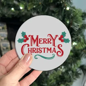 Ronde siliconen kerst onderzetter met feestelijke opdruk voor huis en bar decor.
