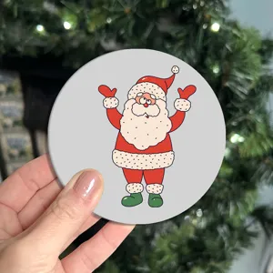 Cute Christmas Santa Claus car cup coaster non-slip rubber interior accessory for vehicle drink