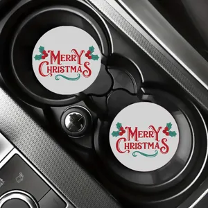 Kerst siliconen auto onderzetter set, ronde antislip bekerhouder mat voor interieur decor.