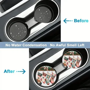 Christmas car cup coasters absorbent ceramic drink coaster for vehicle cup holder interior decor