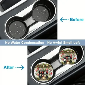 Sottobicchiere per auto in silicone di Natale con motivo camino, antiscivolo e impermeabile.