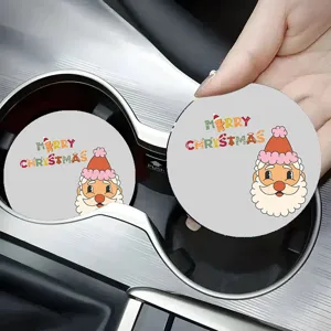 Weihnachten Silikon Auto Untersetzer Süß Weihnachtsmann Muster Rutschfest Tassenhalter Matte Autozubehör