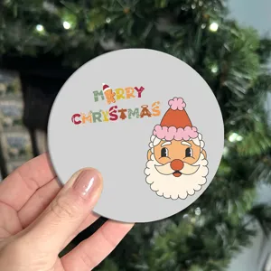 Silikon Auto-Getränkehalter Untersetzer mit süßem Weihnachtsmann-Design, rutschfeste Matte.