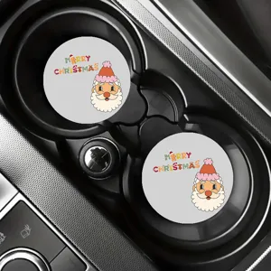 Auto Tassenhalter Untersetzer Set mit süßem Weihnachtsmann Design und Text. Tolles Autozubehör.