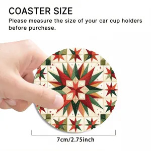 Car cup coaster 7cm absorbent ceramic drink coaster vintage star printed detail view.