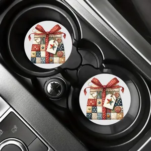 Sottobicchiere auto in silicone natalizio, design festivo scatola regalo patchwork, accessorio