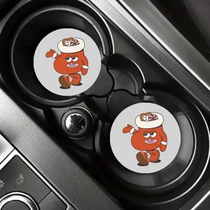 Cute cartoon car cup coasters anti-slip silicone interior mats for automotive cup holders.