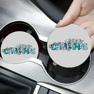 Ronde siliconen kerst onderzetter met zacht patroon voor auto, bar en huisdecoratie.
