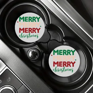 Christmas car cup coasters anti slip silicone drink holder mats auto interior decor
