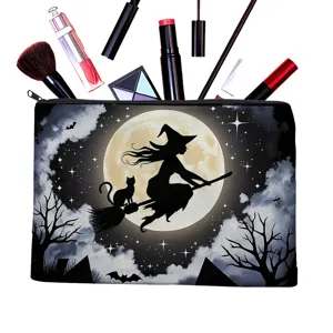 Borsa Cosmetica di Halloween Strega Gotica Grande Capacita Pochette da Trucco Donna
