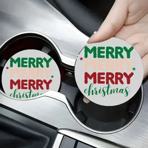 Christmas Car Cup Holder Coaster Non-Slip Mat Interior Cute Decorative Accessory