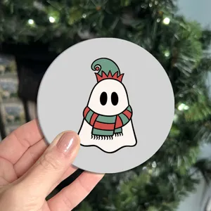 Cute Christmas ghost car coaster non-slip cup holder mat interior accessory decorative pad