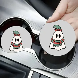 Cute cartoon ghost car cup holder coaster anti-slip mat interior decoration universal fit