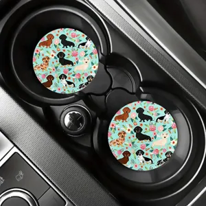 Auto onderzetter schattige teckel bloemenprint silikoon bekerhouder matten auto accessoi