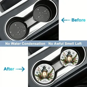 Christmas car cup coasters absorbent crystal velvet anti-slip drink mats for auto interior.