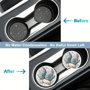 Car cup coasters absorbent ceramic rhinestone winter mitten anti-slip vehicle drink coasters