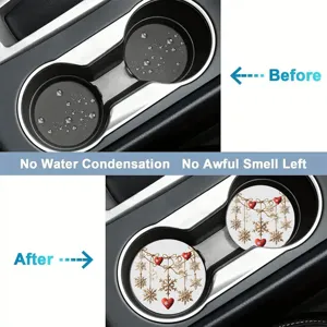 Sous-verres de voiture absorbants avec motif de flocon de neige de Noël pour support.