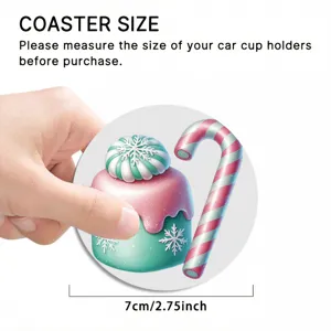 Christmas car cup coaster 7cm absorbent anti-slip vehicle drink holder mat decoration