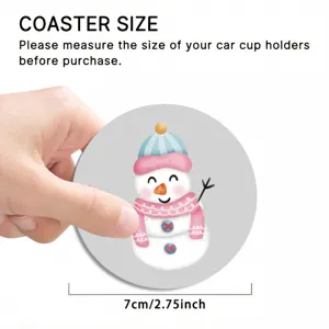 Christmas snowman silicone car cup coaster, non-slip auto beverage holder insert mat 7cm.