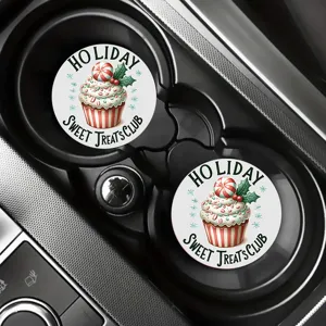 Christmas silicone car cup coaster round non-slip automotive drink holder mats detail