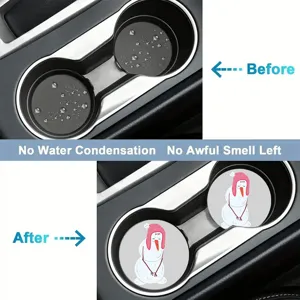Cartoon PVC car cup holder coasters anti-slip cup mats waterproof automotive interior accessories