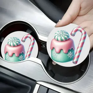 Christmas car cup coasters cute pink cupcake candy anti-slip mat automotive interior decor