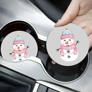 Christmas Snowman Silicone Car Cup Holder Coaster Non-Slip Waterproof Car Interior Accessories Holiday Decoration