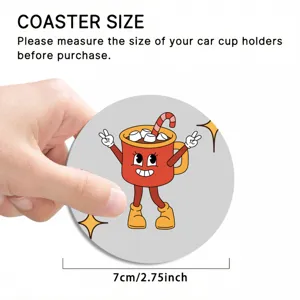 Retro cartoon mug silicone car coaster 7cm diameter anti-slip cup holder mat for auto interior.