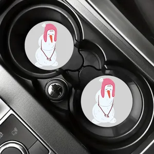 Cute cartoon snowman car cup holder coasters PVC anti-slip mats for auto interior decor