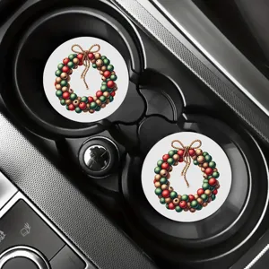 Set di Sottobicchieri per Auto di Natale con motivo di ghirlanda di perline di legno auto